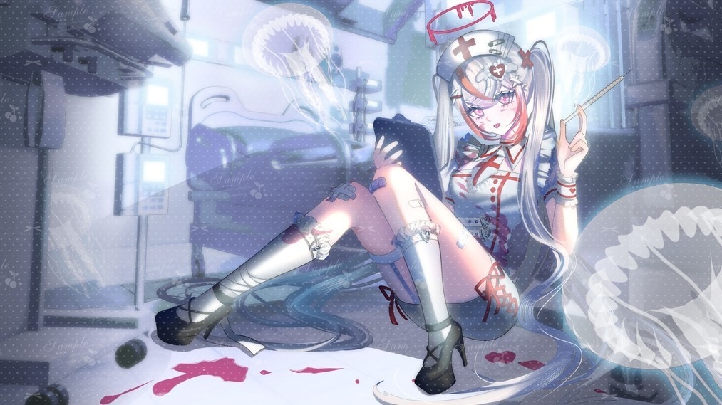 水色病棟 イラストテンプレート Pastel Blue Ward Illustration Template