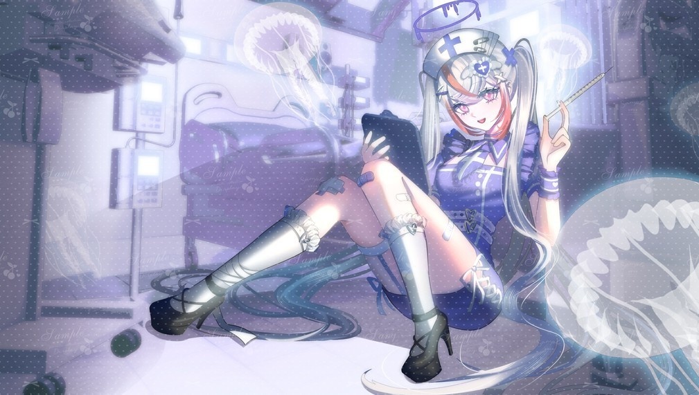 水色病棟 イラストテンプレート Pastel Blue Ward Illustration Template