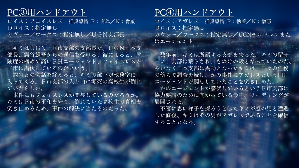 ダブルクロス3rdシナリオ『Faceless Actress』