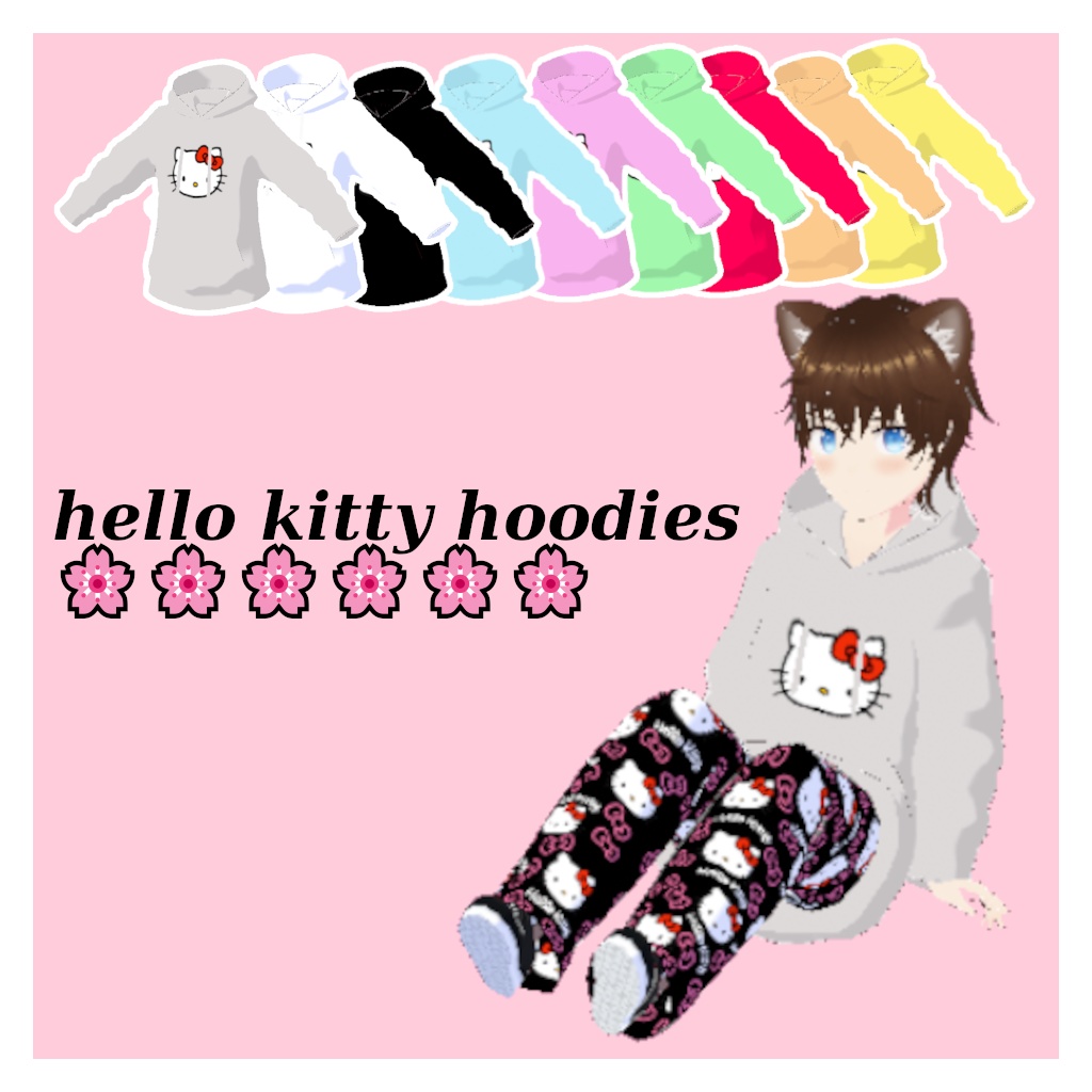 Hello kitty hoodie/Sweatshirt (many colors) [Vroid] [VR]