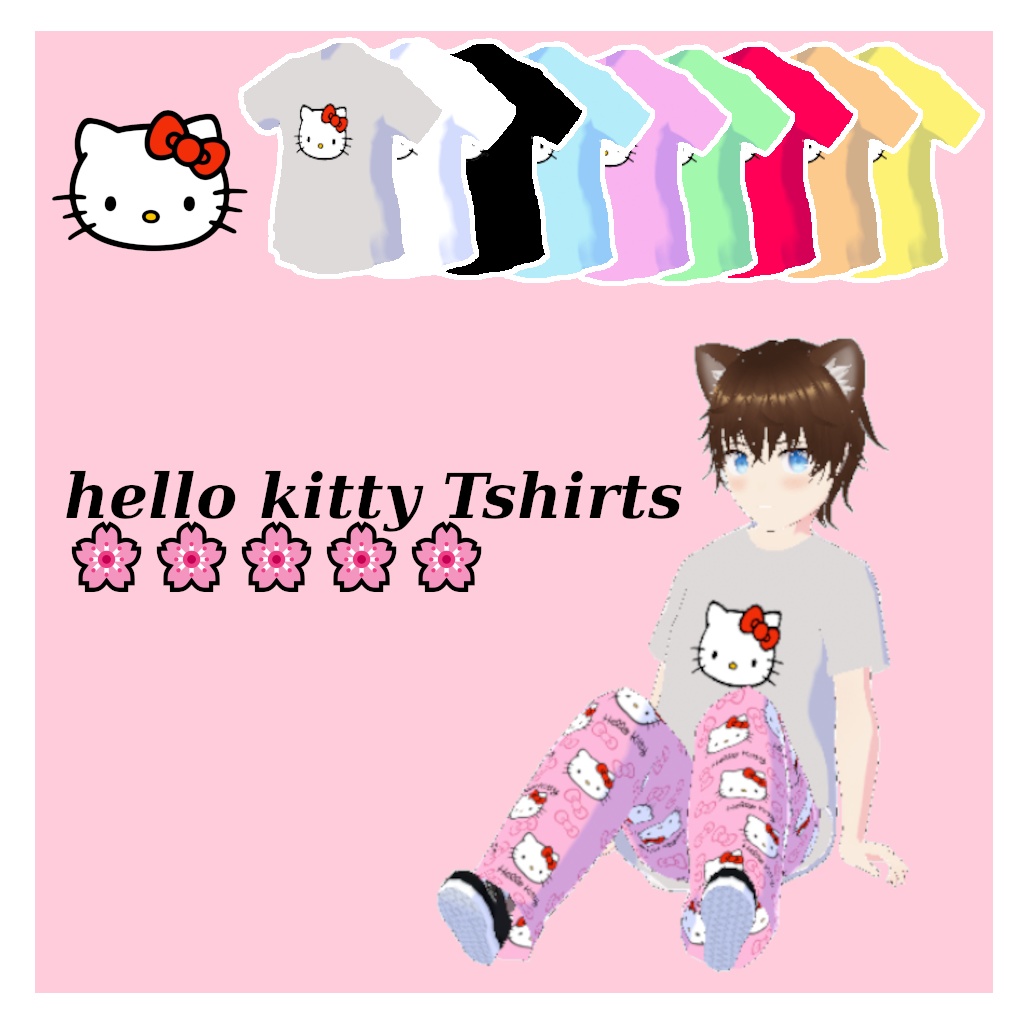 Hello kitty T-shirt/Tshirt (many colors) [Vroid] [VR]