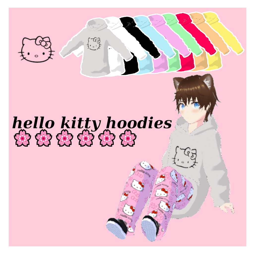 Hello kitty hoodie/Sweatshirt (many colors) [Vroid] [VR]