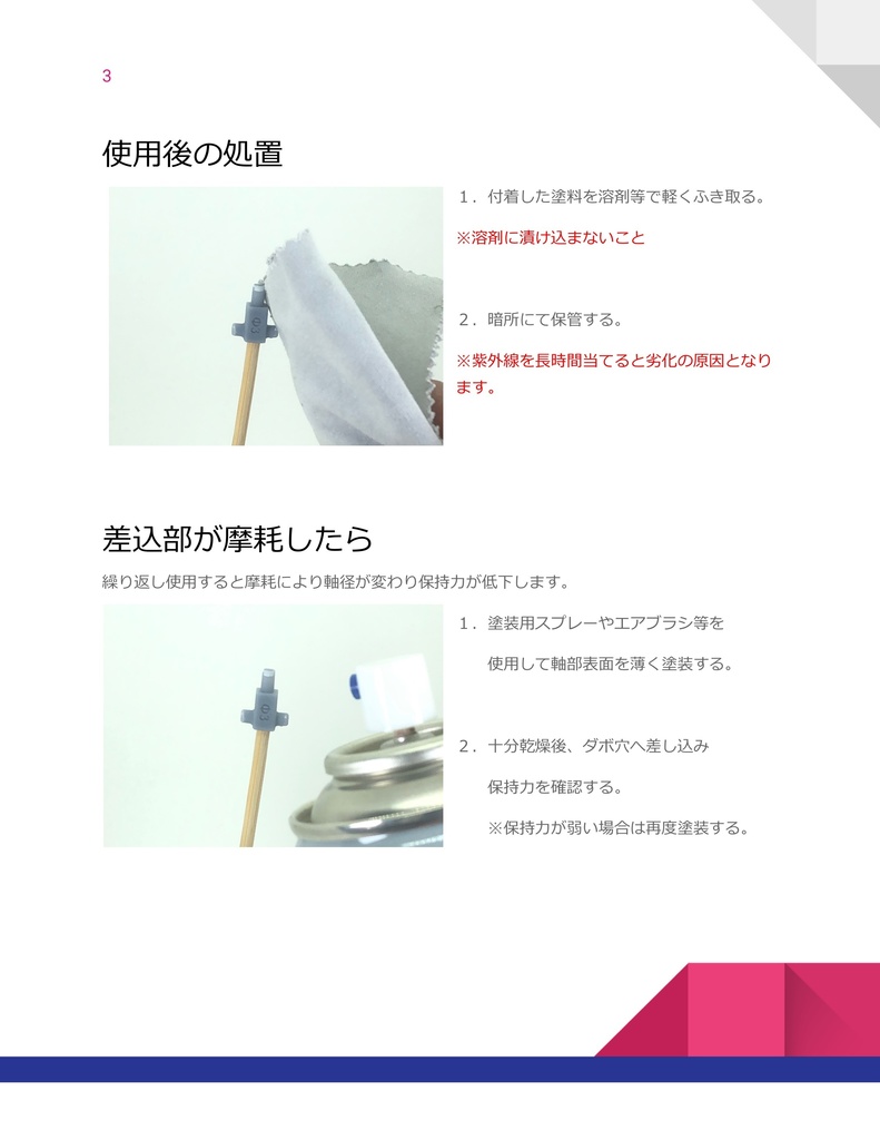 裏切らない塗装持ち手(差し込み式塗装持ち手)