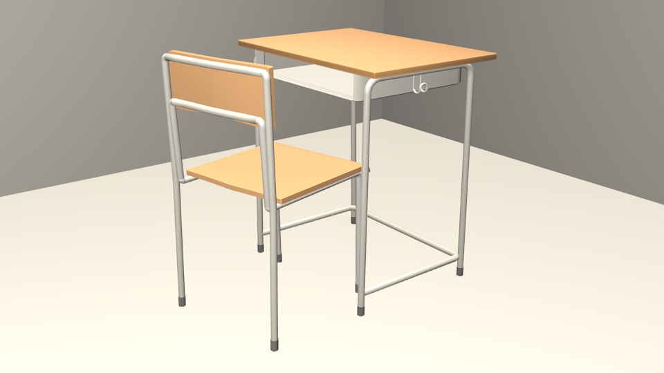 【3Dモデル】学校机と椅子