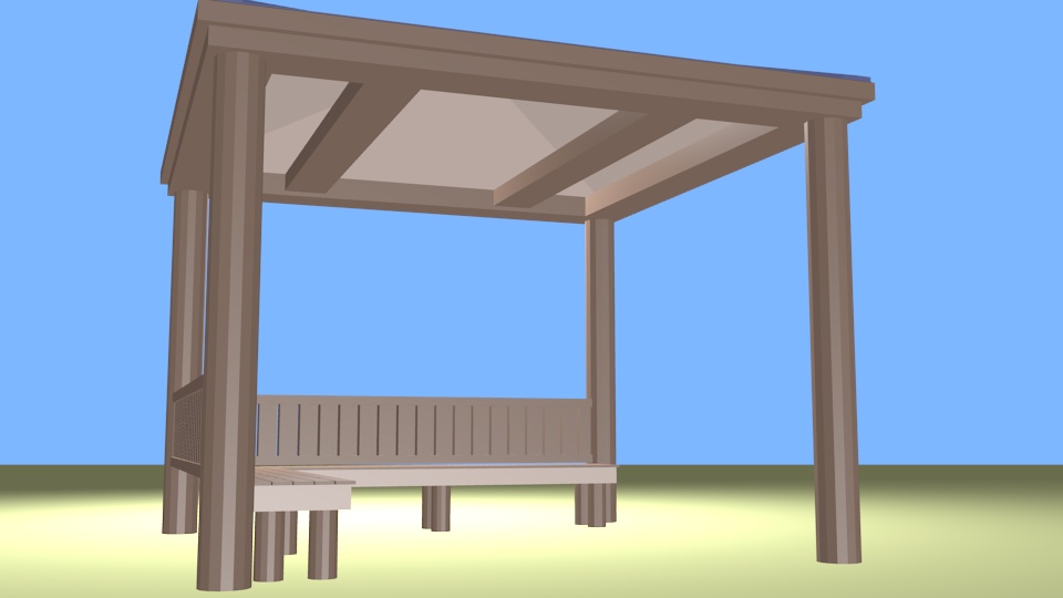 【3Dモデル】東屋(屋根付きベンチ)