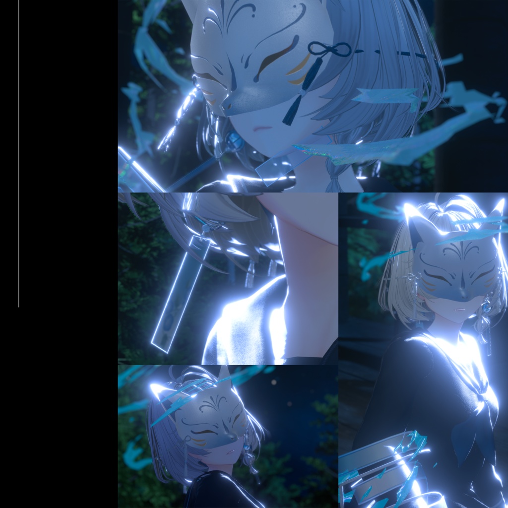 【動く】狐面幻燈 - 夏夜イメージアイテムセット【VRChat向け】