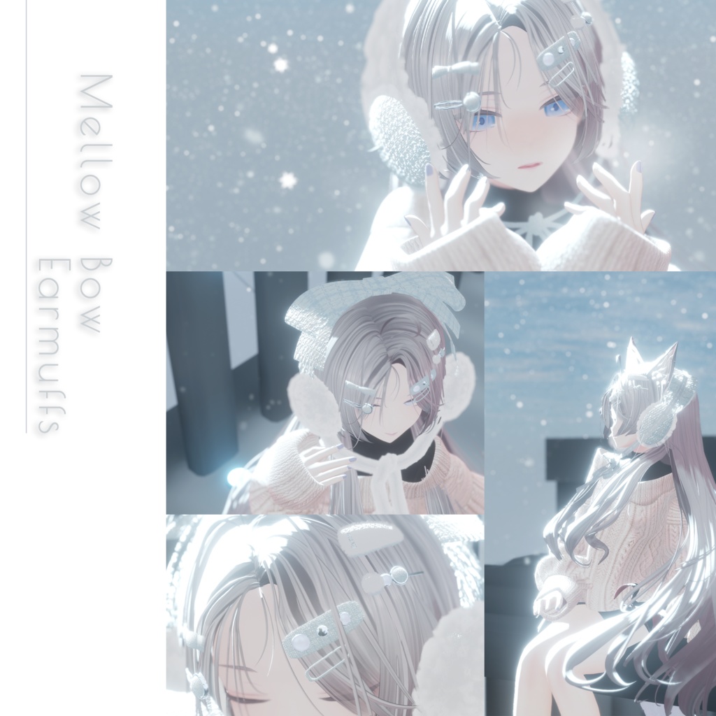 【thx8000followers】Mellow Bow Earmuffs - リボンイヤーマフ【VRChat向け】