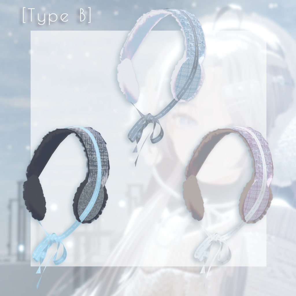 【thx8000followers】Mellow Bow Earmuffs - リボンイヤーマフ【VRChat向け】