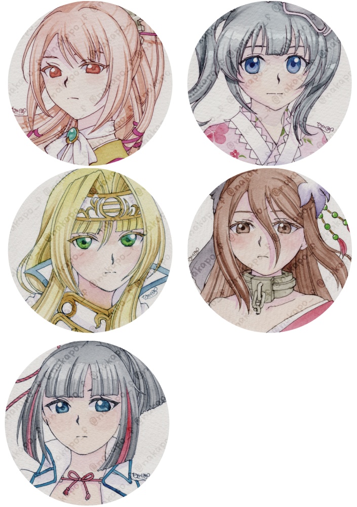 透明水彩イラスト原画・丸型コースターサイズ【パチンコパチスロ二次創作】