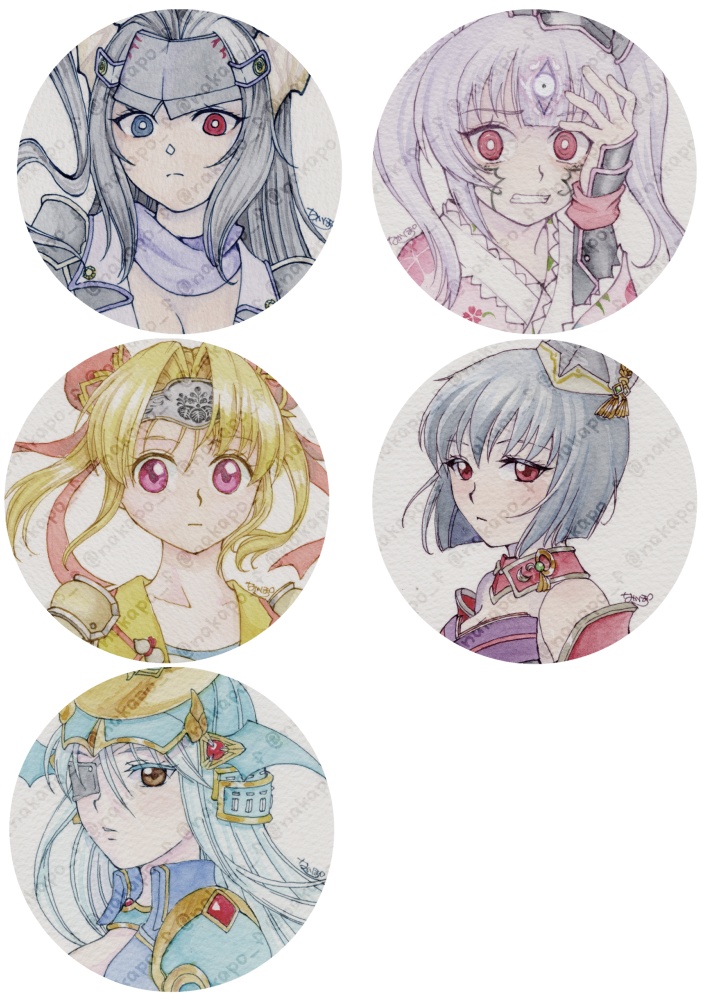 透明水彩イラスト原画・丸型コースターサイズ【パチンコパチスロ二次創作】