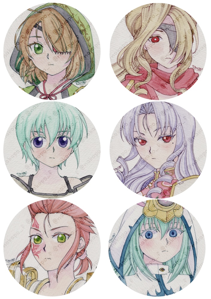 透明水彩イラスト原画・丸型コースターサイズ【パチンコパチスロ二次創作】