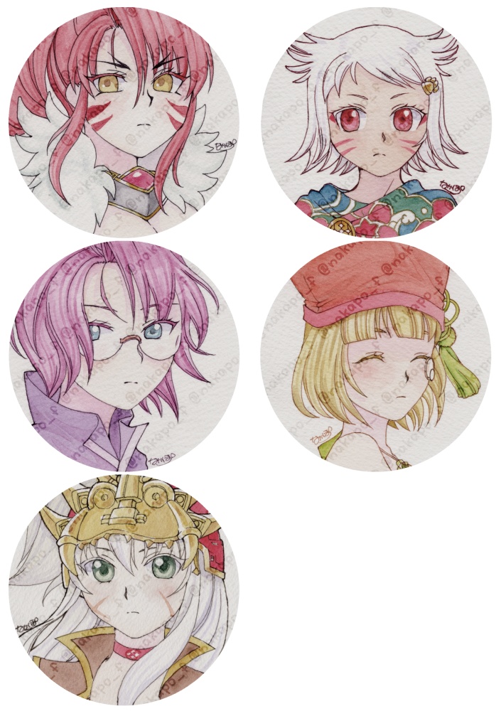 透明水彩イラスト原画・丸型コースターサイズ【パチンコパチスロ二次創作】