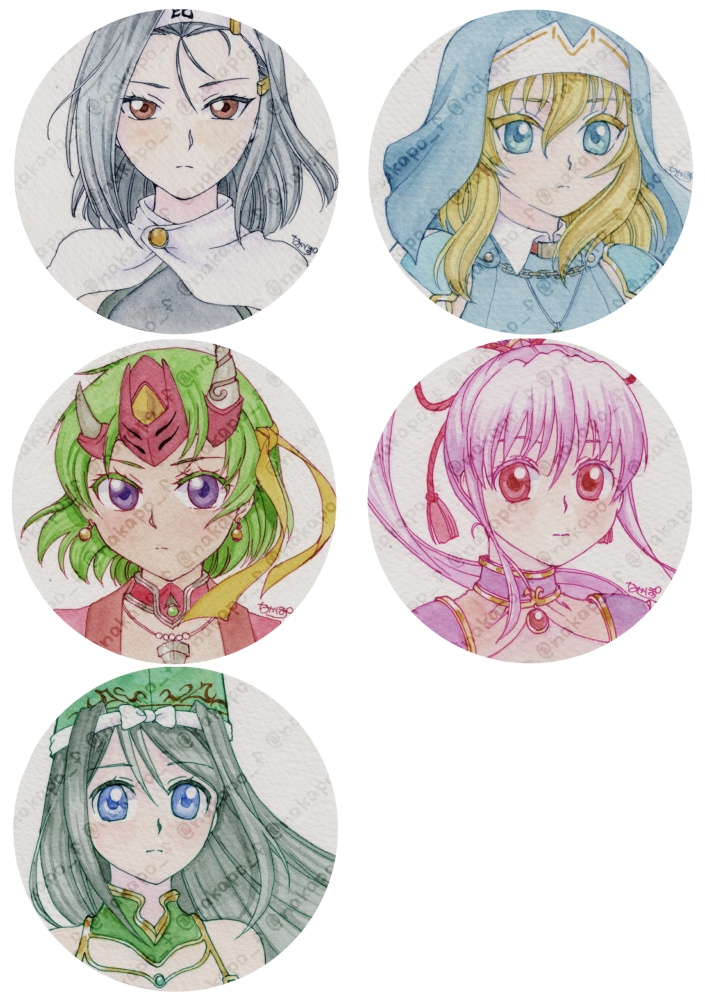 透明水彩イラスト原画・丸型コースターサイズ【パチンコパチスロ二次創作】