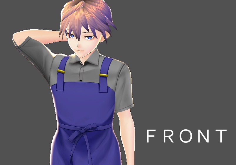 【試着あり】VRoid用カフェエプロン+半袖シャツ(男性用)