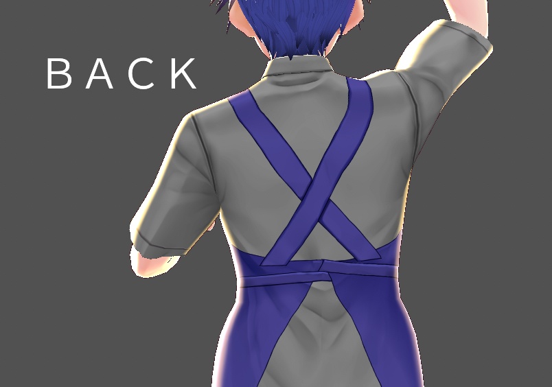 【試着あり】VRoid用カフェエプロン+半袖シャツ(男性用)