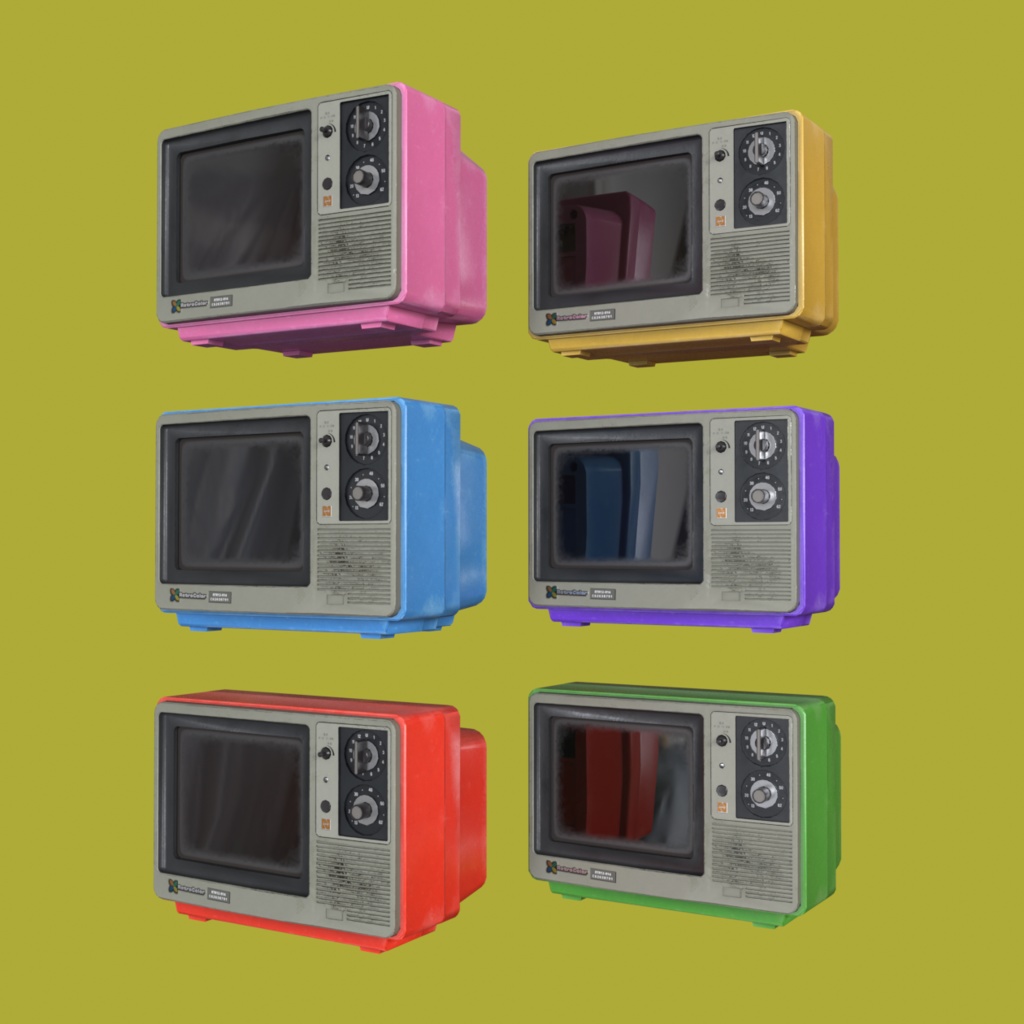 【3D小道具】レトロブラウン管テレビ(CRT)|VRChat向けプロップ|PBR