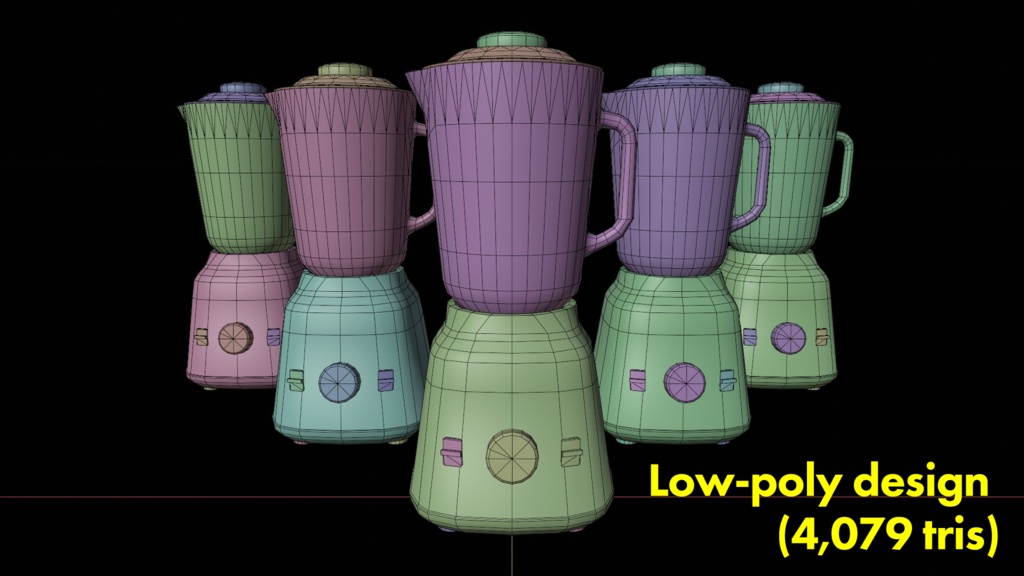 【3Dモデル】キッチン ミキサー・ブレンダー【5色展開・4079ポリゴン】