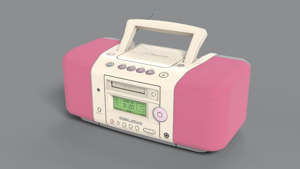 【平成レトロ】CD・MDラジカセ【コンポ/プレーヤー/3Dモデル】