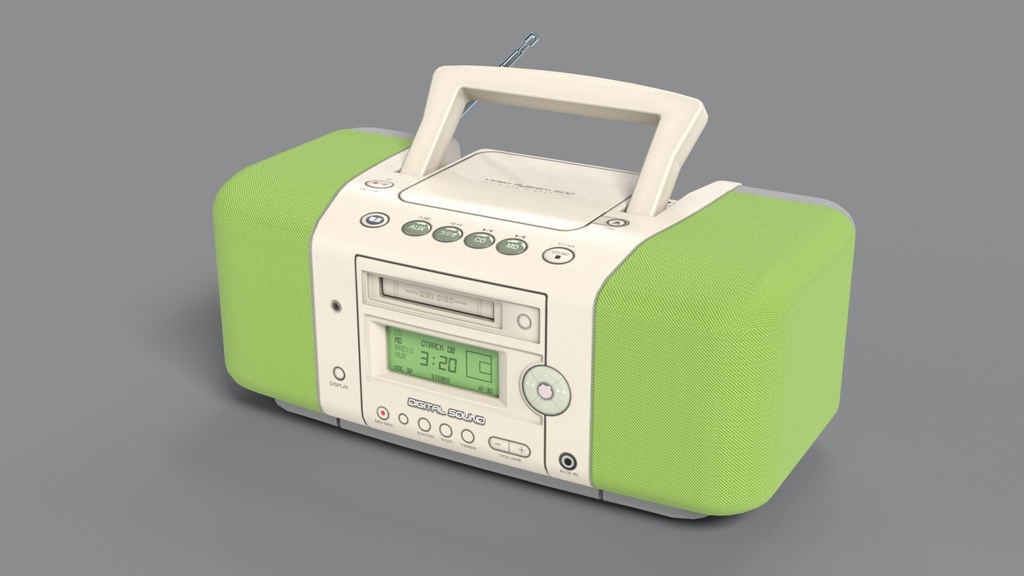 【平成レトロ】CD・MDラジカセ【コンポ/プレーヤー/3Dモデル】