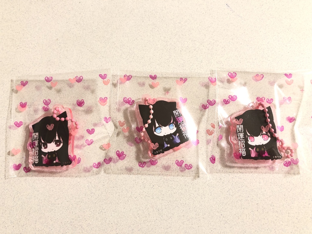 猫展アクキー3セット　ピンクアクリル