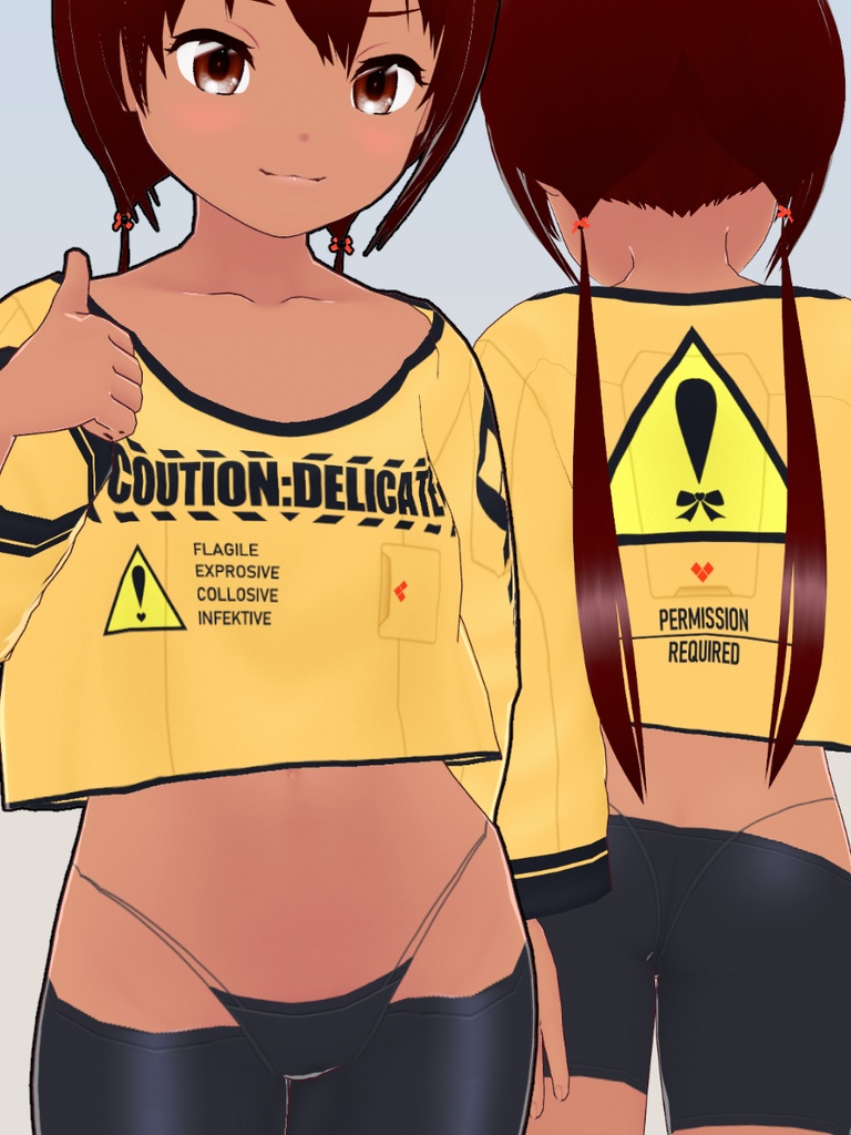 長袖ショートルーズシャツ (Long-sleeved cropped loose shirt)