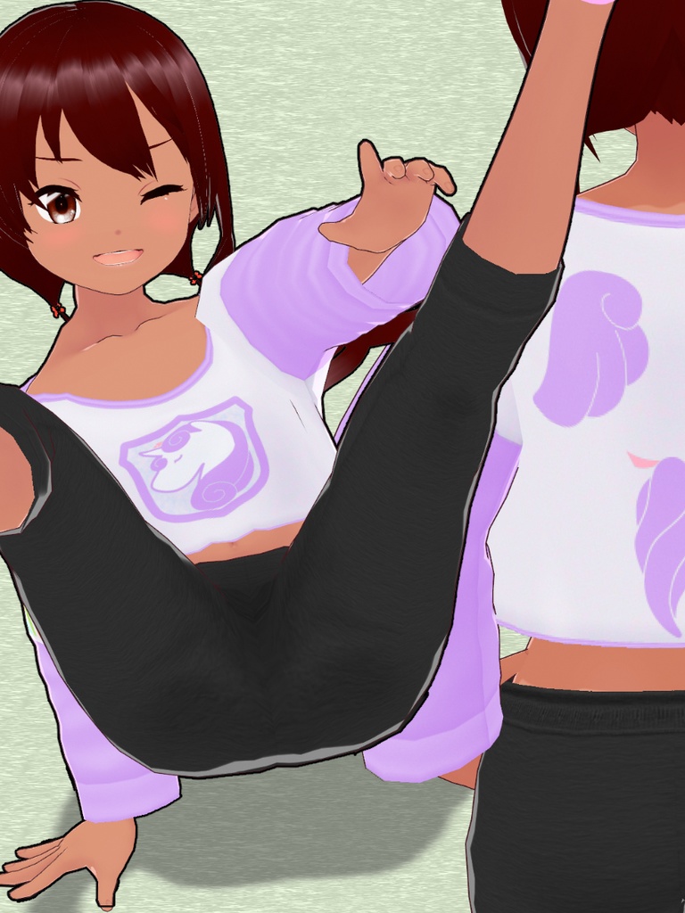 長袖ショートルーズシャツ (Long-sleeved cropped loose shirt)