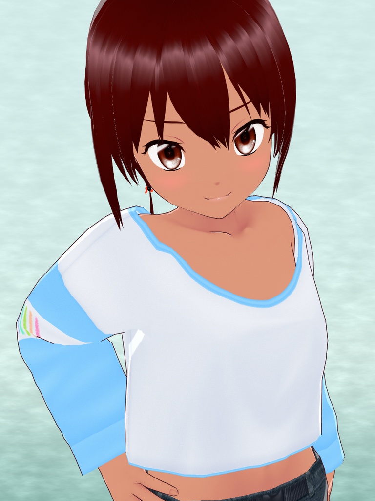 長袖ショートルーズシャツ (Long-sleeved cropped loose shirt)