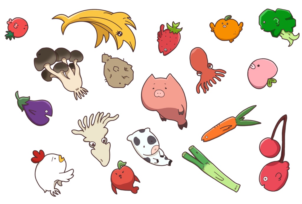 やさいふるーつふぃっしゅトートバッグ_M