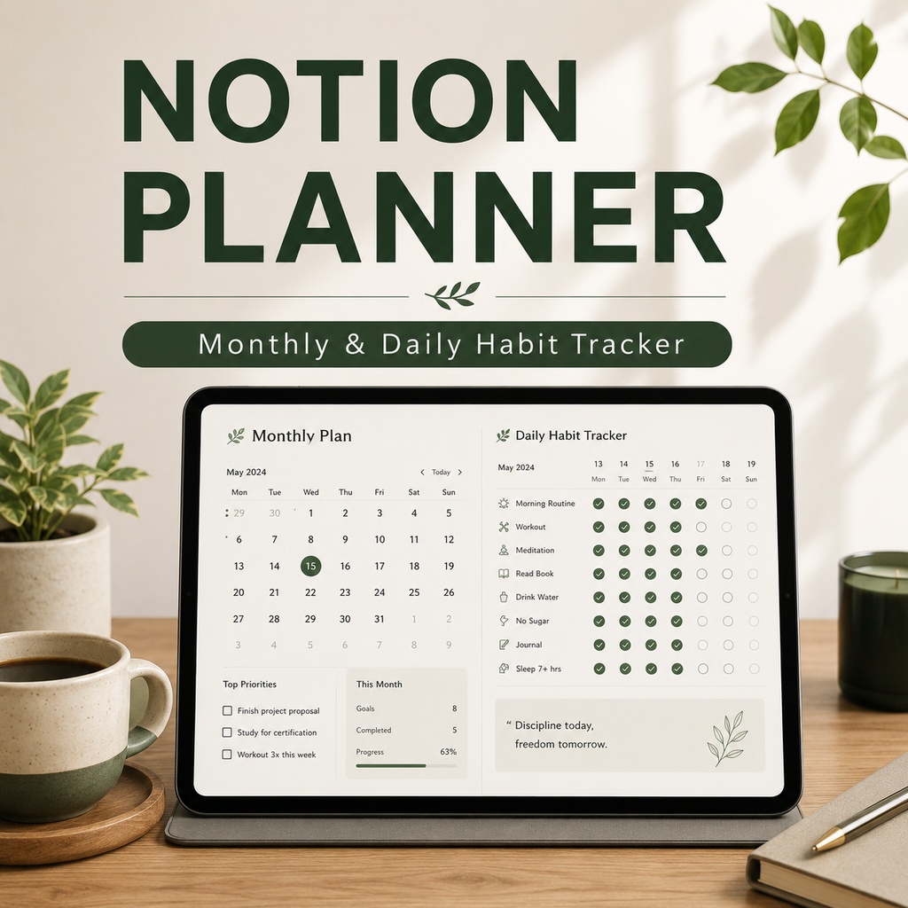 【Notionテンプレート】[連動型]Monthly×Daily手帳｜自動で回る進捗リング付きハビットトラッカー