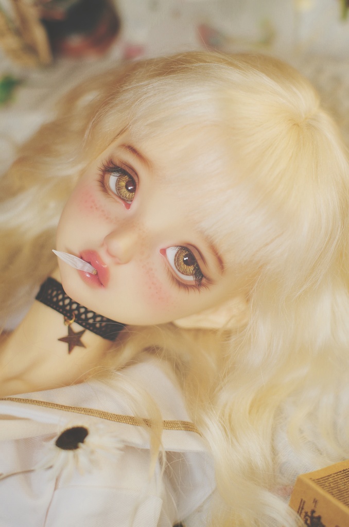 『命運絲線』 モヘア ウィッグ ライトゴールド 1/3 BJD SD DD 厳選アンゴラウール製 ドール ドール用