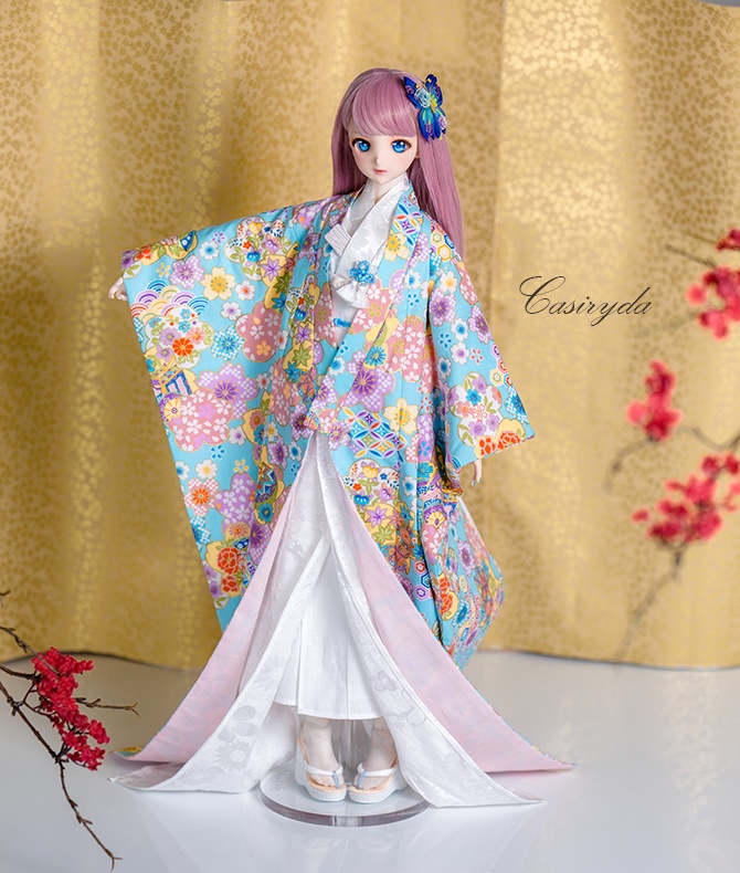 『Casiryda』 『完売御礼』 嵐蝶 色打掛 花嫁 着物 ドール衣装 ドルフィードリーム DD dollfiedream 金メッキ加工 高級感 豪華