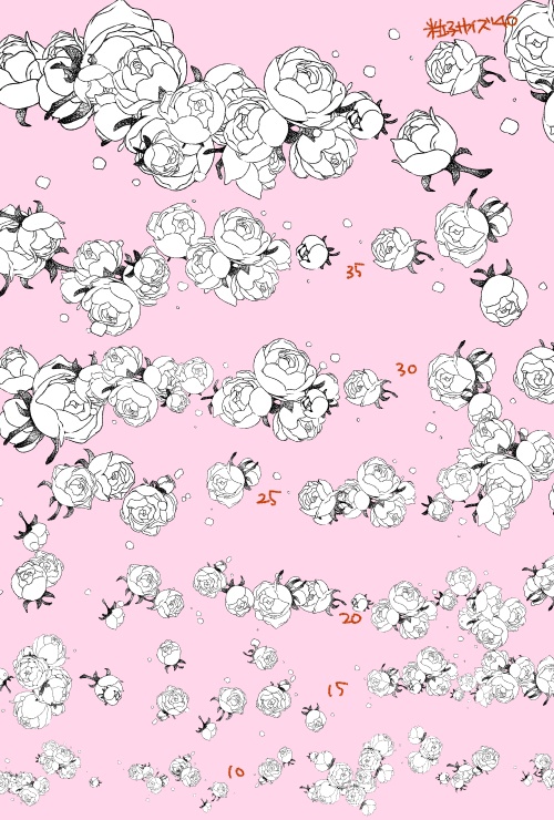 散らし用シンプル花詰め10種+ヒナギク(コミックスタジオ用)おまけつき