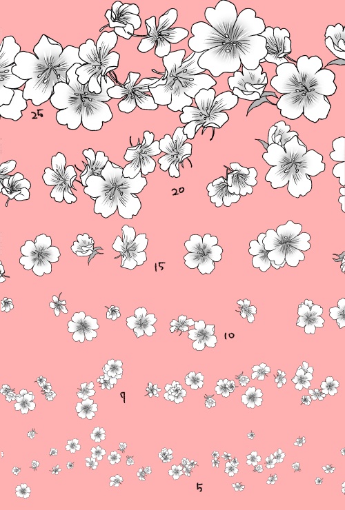 散らし用シンプル花詰め10種+ヒナギク(コミックスタジオ用)おまけつき