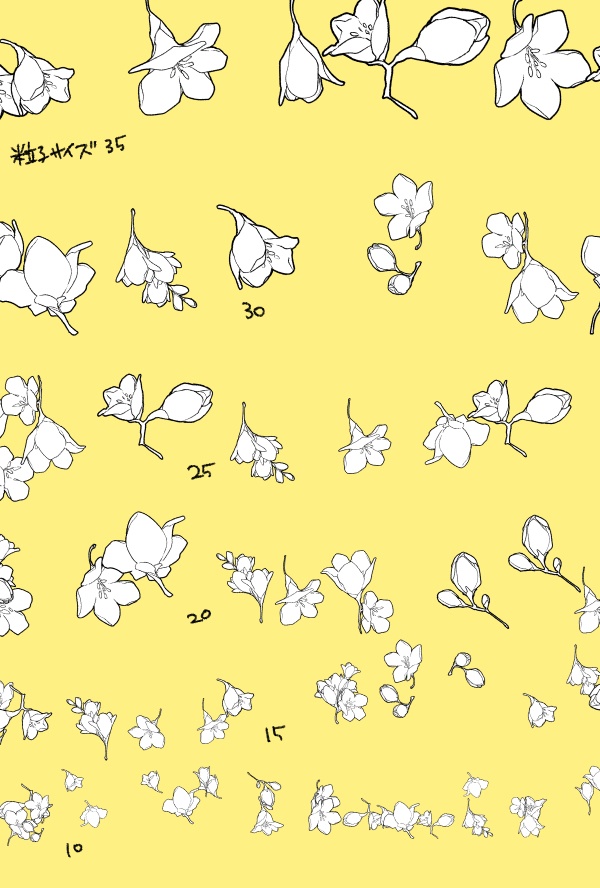 散らし用シンプル花詰め10種+ヒナギク(コミックスタジオ用)おまけつき