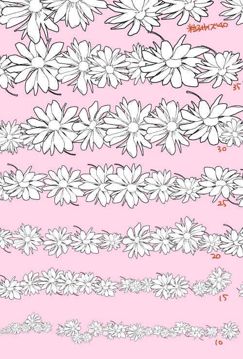 散らし用シンプル花詰め10種+ヒナギク(コミックスタジオ用)おまけつき