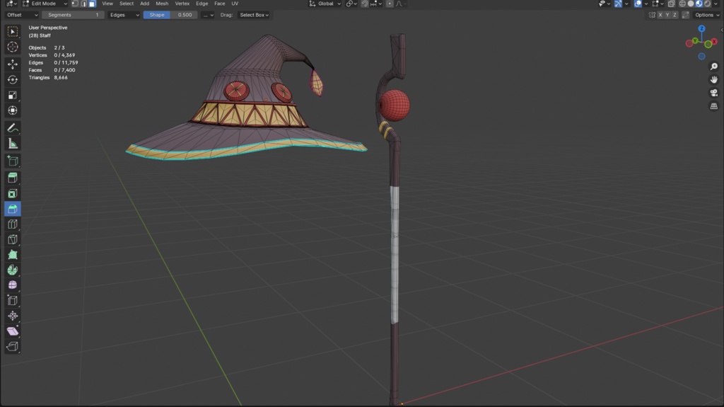 Megumin's hat and staff from Konosuba for any 3D rendering or model このすばのめぐみんの帽子と杖