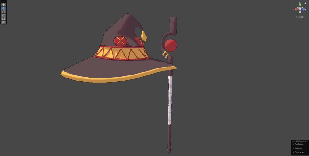 Megumin's hat and staff from Konosuba for any 3D rendering or model このすばのめぐみんの帽子と杖