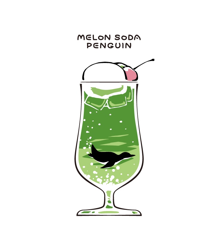 メロンソーダ×ペンギンTシャツ / Melon Soda Penguin T-shirt