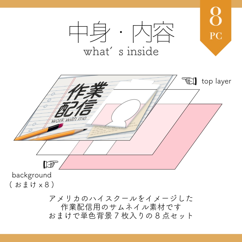 【サムネイル素材】重ねるだけ 作業配信用サムネイル素材【Vtuber Asset】