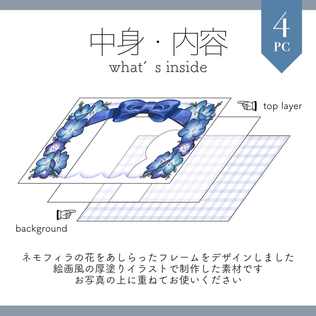 【サムネイル素材】ネモフィラ サムネイルフレーム素材 重ねるだけ【Vtuber Asset】
