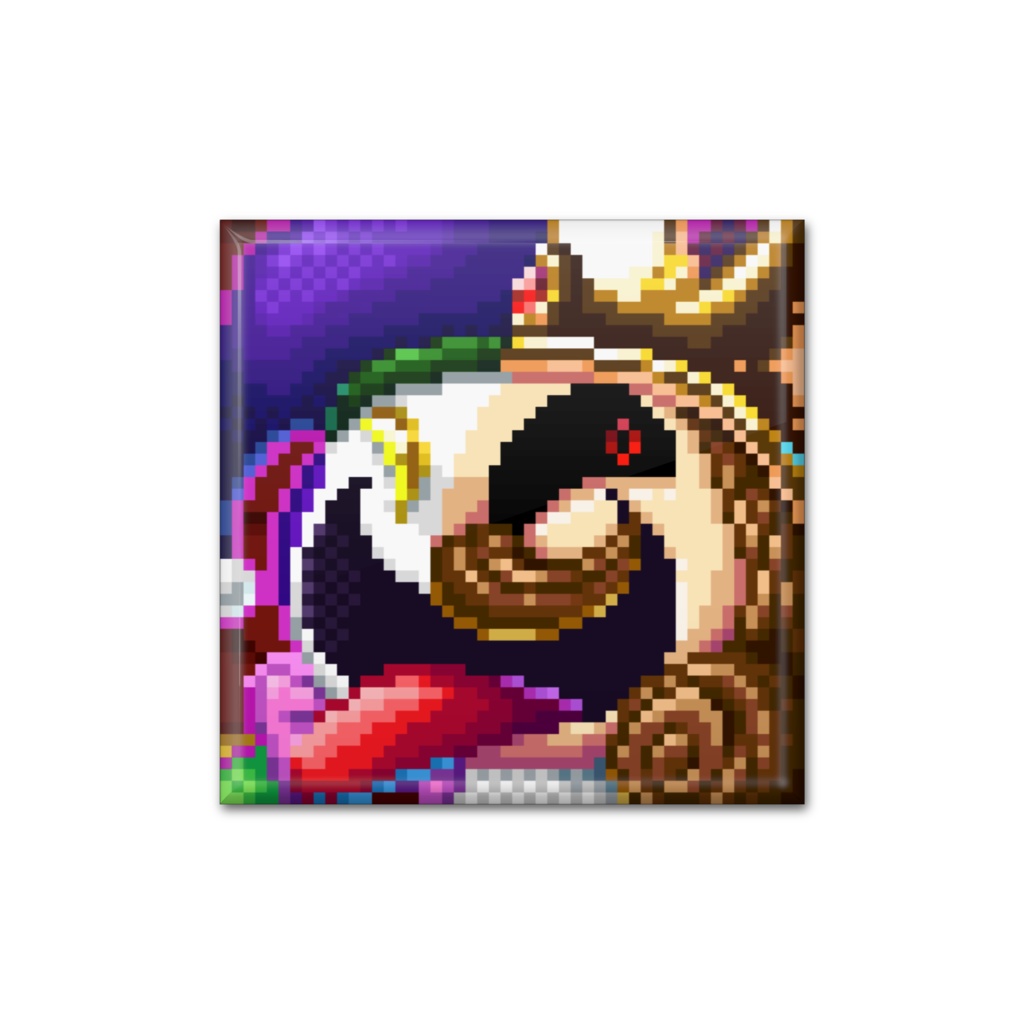 ソウマ626団長の顔ドット缶バッチ40㎜