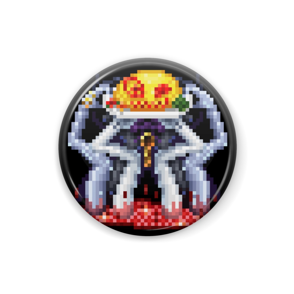 悪夢魔軍団ドット缶バッチ『洋食のトップトコ』