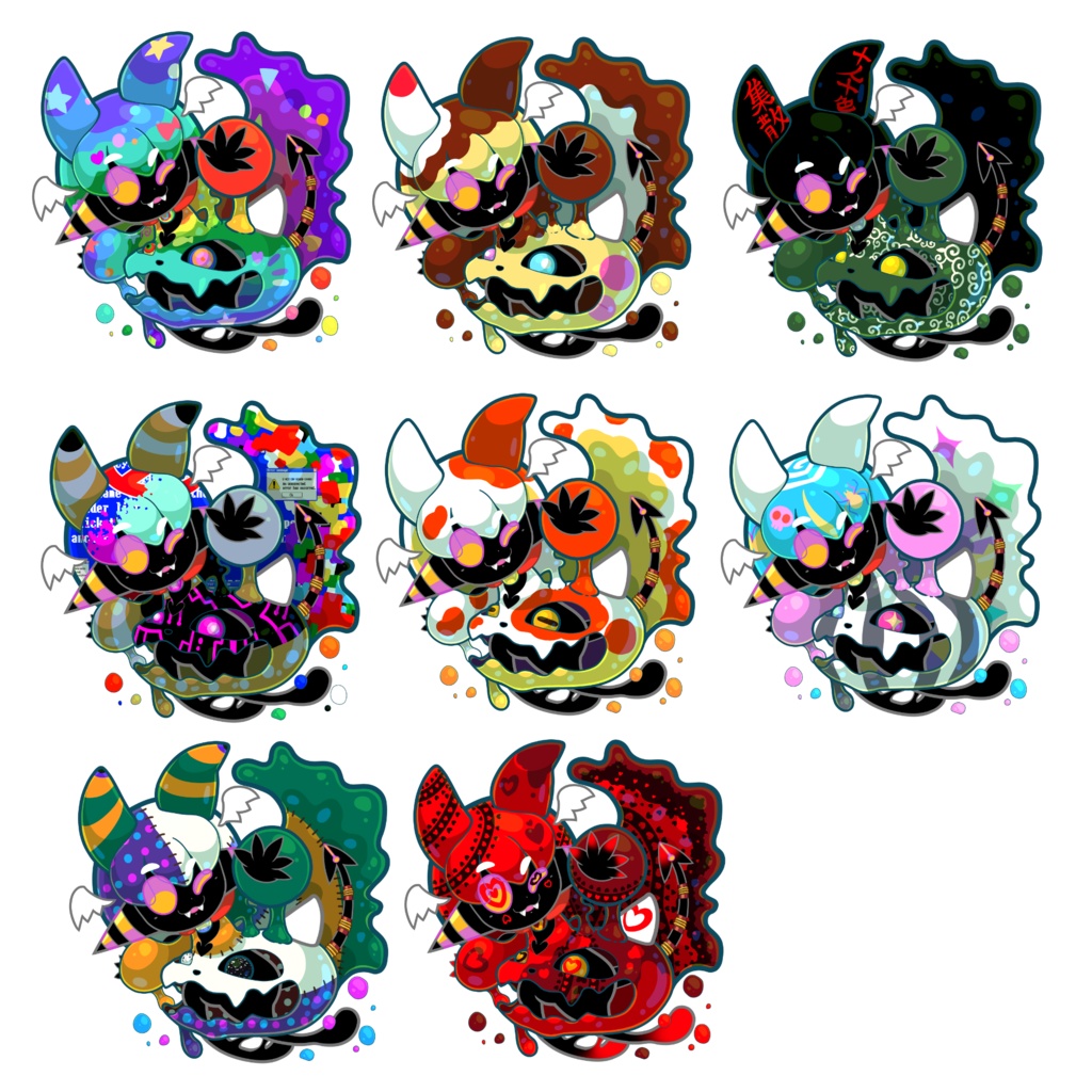 ポップバット ミニカラーズステッカー8種