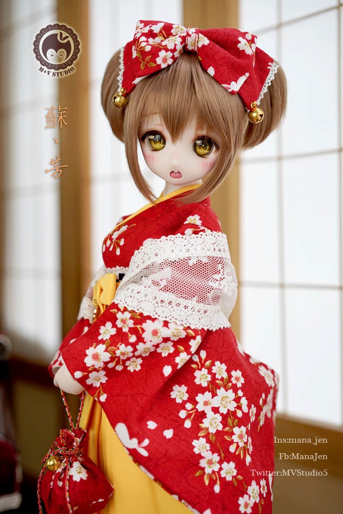 MSD、MDD大正ロマン和風卒業式メイド服袴9点セット★蘇芳