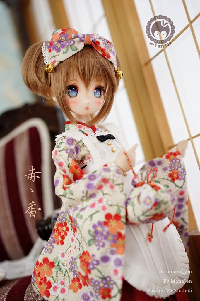 MSD、MDD大正ロマン和風卒業式メイド服袴9点セット★赤香