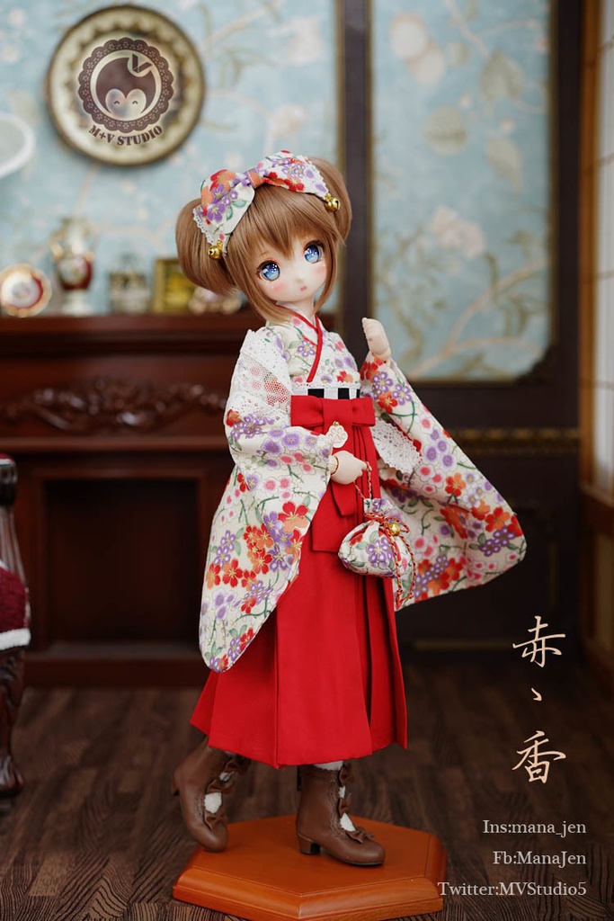 MSD、MDD大正ロマン和風卒業式メイド服袴9点セット★赤香