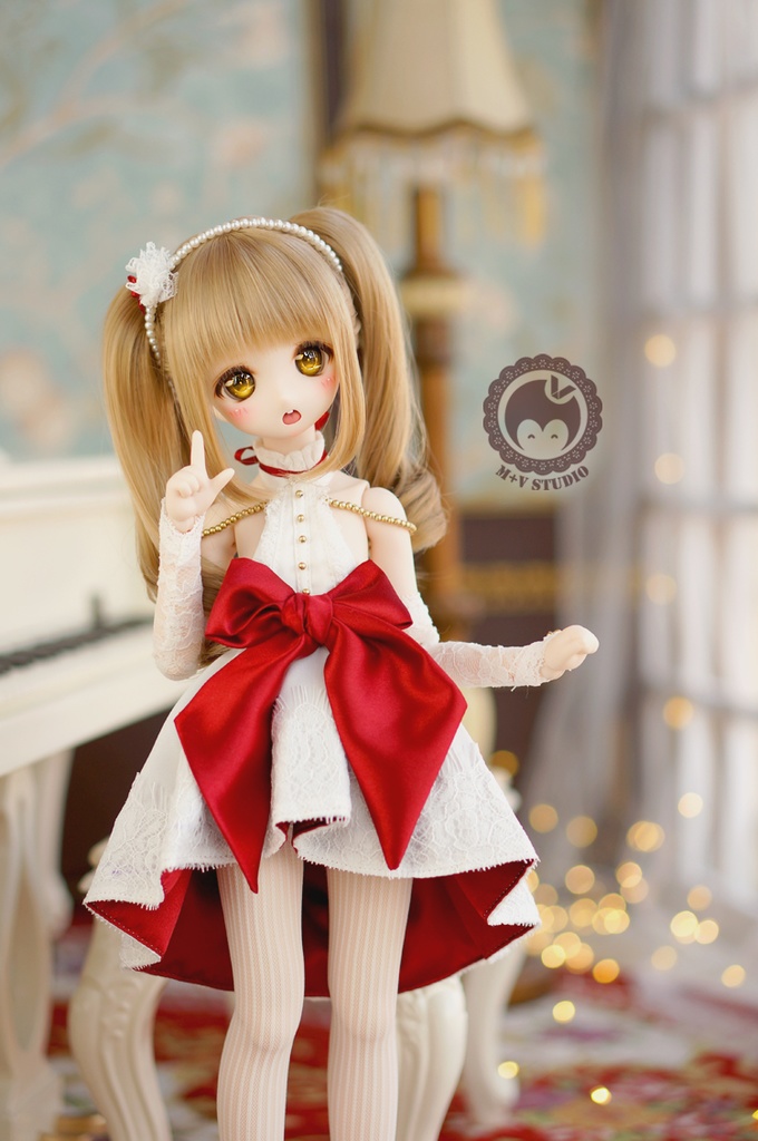 MDD (S/M胸)、ちょっぴりセクシーな肩出しリボンワンピース５点セット