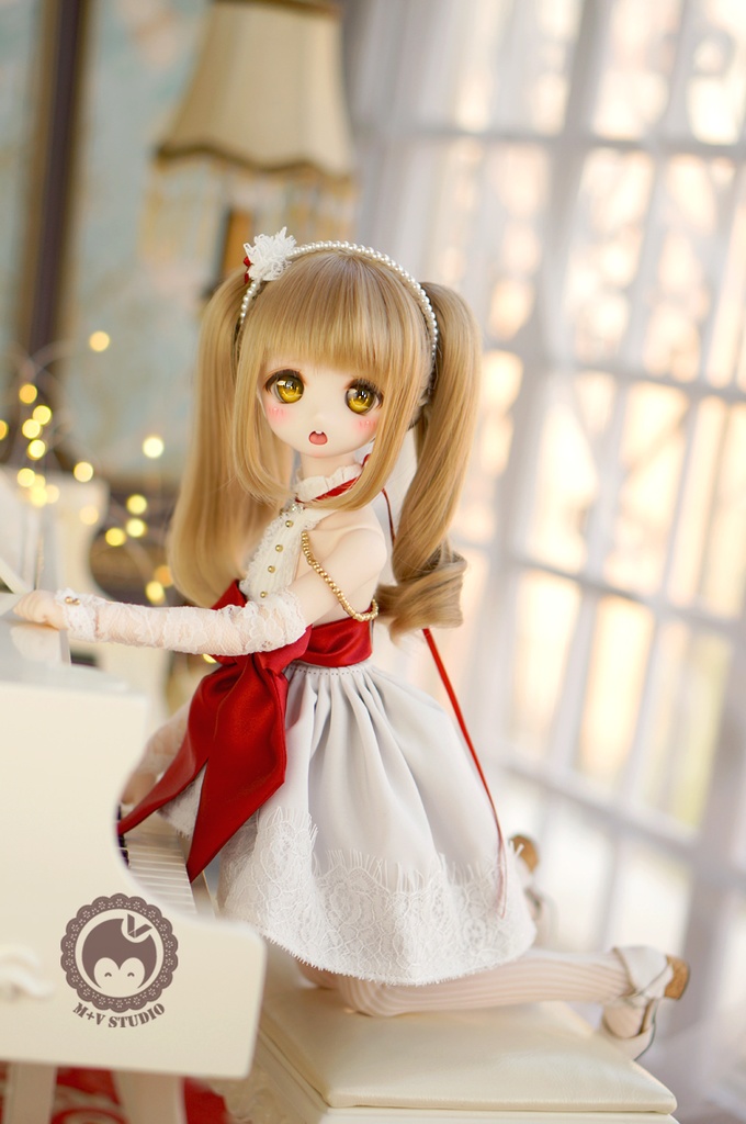 MDD (S/M胸)、ちょっぴりセクシーな肩出しリボンワンピース５点セット