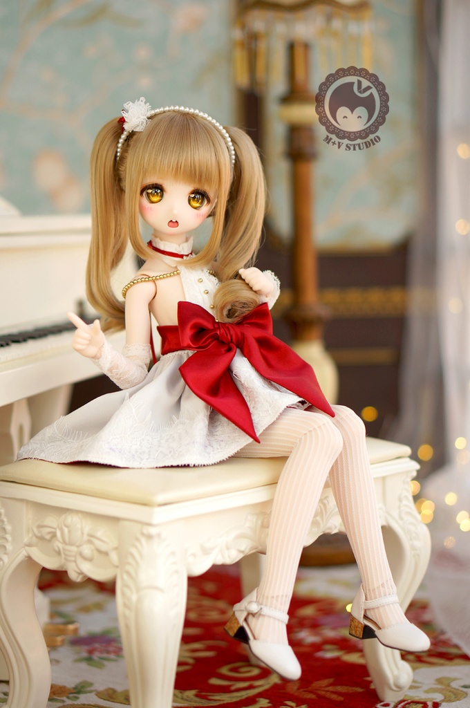 MDD (S/M胸)、ちょっぴりセクシーな肩出しリボンワンピース５点セット