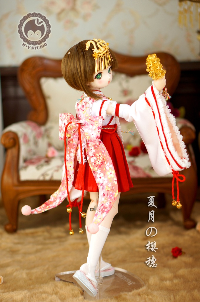 MDD (S/M/L胸)可愛い巫女さん服7点セット